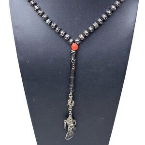Handmade Santa Muerte Rosary Rosario Mahogany Obsidian Rainbow Prayer Beads